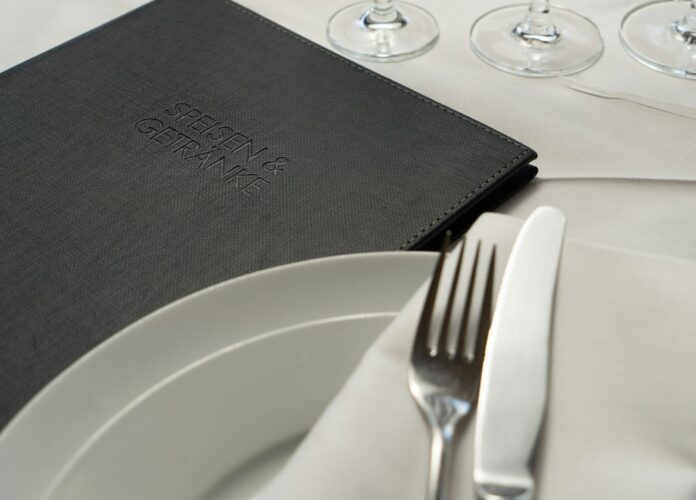 a plate with a fork and knife