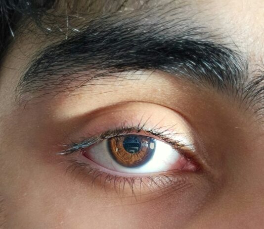 디지털 과부하 시대, ‘눈의 피로’가 신체와 마음에 남기는 보이지 않는 흔적 Close-up photo of a brown human eye.